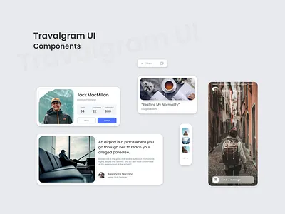 Travel app widgets concept components design freelance design illustration instagram traval typography ui uicomponents uidesign uiux uiuxdesign ux web design webdesigner widgets