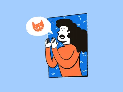 "I've lost my cat" cat character hair illustration ipad procreate procreate art speak window woman