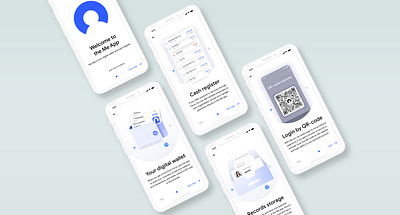 Onboarding Screens blue cash register dailyui design design trends designinspiration dribbble best shot finance fintech illustraion ios login mobile onboarding onboarding ui qr qrcode ui uitrends uiux