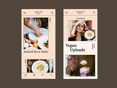 Health Bar App app app design clean cook fashion feed food health bar healthy hellohello ios ios app iphone pastel ui ux ux vegan