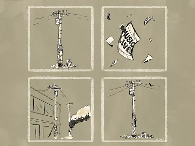 Pandemic Utility Pole comic design feels illustration sad scca story