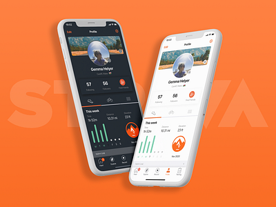 Strava Concept Dark Mode black darkmode figma green orange strava ui ux white