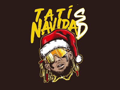 Tatis Navidad baseball illustration padres san diego santa hat sunglasses tatis