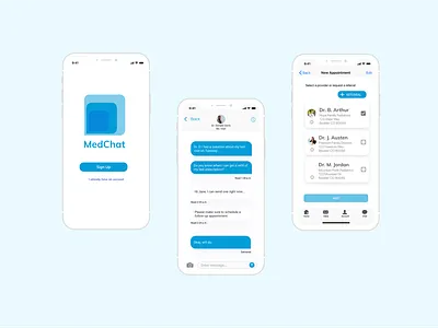 Medchat Application mockup app branding chat design doctor flat icon illustration logo medical medical app medical design medical logo patient typography ui ux