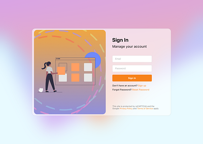 Sign In Card design web