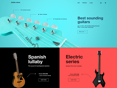 Jimbo music store art design typography ui web webdesign