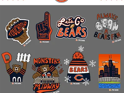 Illustrated GIFS for The Chicago Bears & PNC Bank bears chicago chicago bears espn football football season gifs hand lettering illustrated gifs illustration instagram nfl pnc bank sports