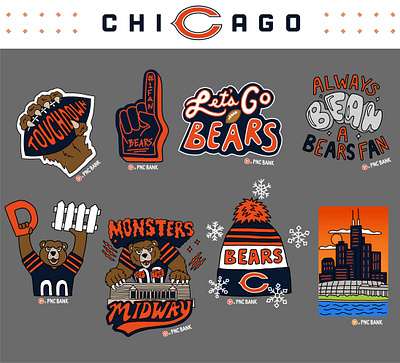 Illustrated GIFS for The Chicago Bears & PNC Bank bears chicago chicago bears espn football football season gifs hand lettering illustrated gifs illustration instagram nfl pnc bank sports