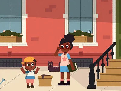 (^ ◕ᴥ◕ ^) boy brownstone cat character character design education girl illustration illustrator kidlit kids siblings texture vector