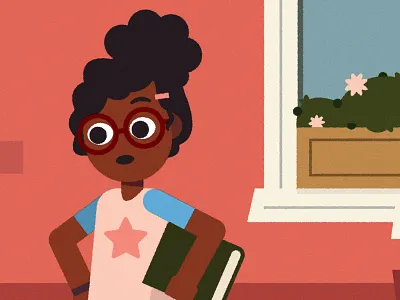 (^ ◕ᴥ◕ ^) bookworm character character design education educational girl glasses illustration illustrator kid kidlit school vector