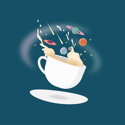 Cosmic Latte comet cosmic cosmic latte illustration planet planets space stars