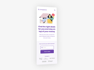 Landing page for mobile for a loans comparison site design figma landing page mobile web design ui design user interface design ux design web design