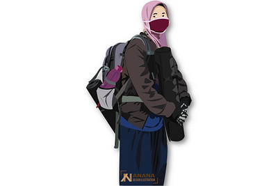 Muslimah naik gunung design illustration illustrator muslimah vector woman woman illustration