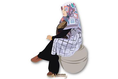 Muslimah sit down design flat icon illustration illustrator muslimah vector woman woman illustration