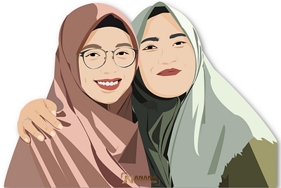 Best Friends couplemuslim design illustration illustrator muslimah vector woman woman illustration