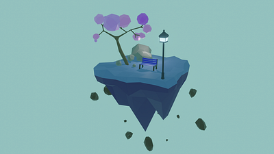 Low Poly Floating Island 3d 3d art 3d illustration b3d blender blender 3d eevee floating island flying illustration low poly low poly art render sky