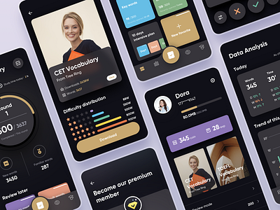 Tree Ring App Dark Mode card china dark dark app dark mode details download home page icon design interface design mobile mobile app mobile app design mobile design mobile ui payment product design profile page ui ux design