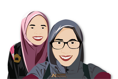 Best Friend couple illustration design illustration illustrator muslimah vector woman woman illustration