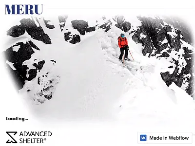 Advanced Shelter - Featuring MERU by: Renan Ozturk animation css animation css3 enviornment html5 madeinwebflow ski skiing snow snowboarding web design webflow winter