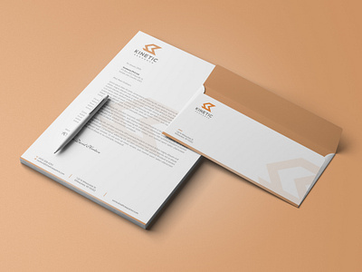 Kinetic Sequence Stationery Design abstract branding design envelope flat flat design illustration letterhead minimal stationery