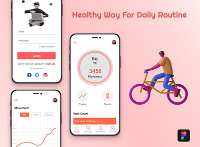 Healthy Way For your Daily Routine app branding design figma typography ui ui design wireframing