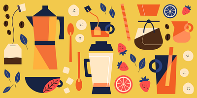 Sharebite Cuisine Card: Coffee & Juice cafe coffee design food food illustration illustration juice restaurant sharebite smoothie