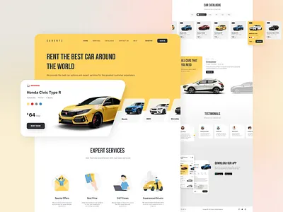 CARENTZ - Landing Page app app design car clean desktop detail landing page rent testimonials ui ux uidesign web website
