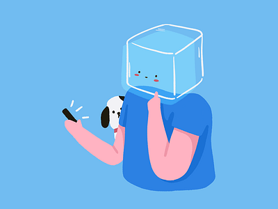 Cool Headed blue boy character cool cute dog ice illustration man