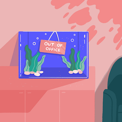 Fishes Out Of Office aquarium fish tank fishes illustration office out of office