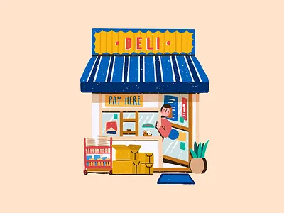 Deli Shopfront building carton cat character illustration local shop shopfront smallbusiness