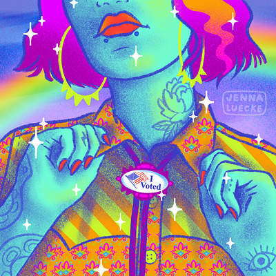 "I Voted" bolo tie design digital illustration fashion illustration illustration pattern design procreateapp rainbow