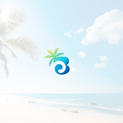 Palm Beach b letter logo beach logo clean minimal palm tree logo palmtree simple wave wave logo