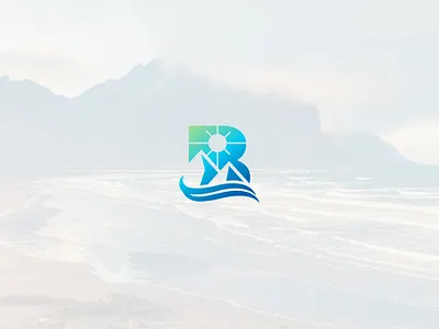 mountain beach b letter b letter logo beach clean minimal mountain logo simple sun sunset wave wildlife