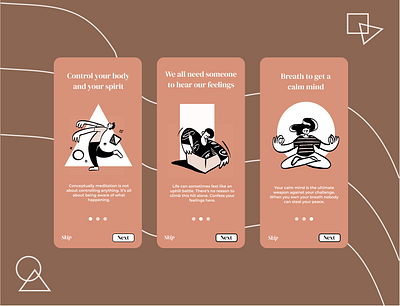 Onboarding Meditation - Mobile App app design apps design breathe brown design figma health meditation mobile mobile app mobile design onboarding ui ui ux ux
