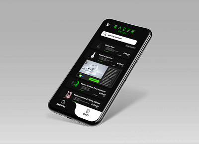 Razer Store - Mobile app branding browser design esports gaming headset mockup online razer shopping store twitch ui ux