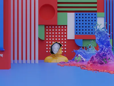 Rush 3d flat design fluid portrait shapes stripes