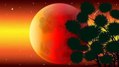 Landscape Illustration - Moon art design graphic design illustration landscape illustration moon redmoon siluet tree vector web