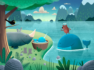 baby narwhal lake mountains nany narwhal rhino whale