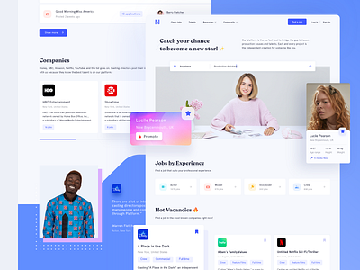 Talent Marketplace Marketing Website cards clean creative dailyui ecommerce job landing marketplace minimal minimalistic sketch talent ui uidesign web web design webdesign website design