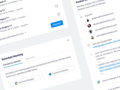 Scheduling Modal calendar google calendar modal outlook product design schedule selector syncing ui