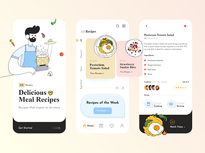 Cooking and Recipe App 2020 2020 design 2020 trends app design app ui cooking app creative design latest trend mobile app design agency modern design recipe app uiux