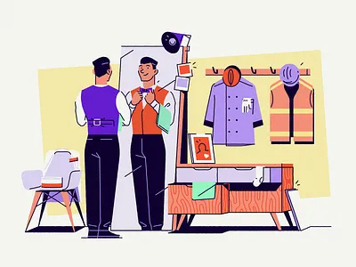 Temper #1 bedroom branding clothing freelance illustration man waiter wardrobe work