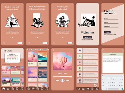 Meditation - Mobile App app design brown design figma health mobile design mobile ui ui ui ux