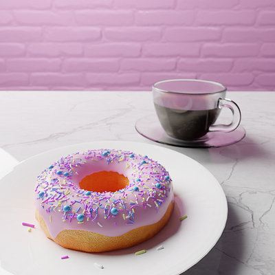 Donut & Coffee 3d blender