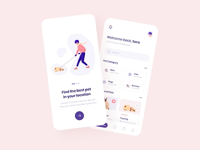 Pet Adoption App app app design application clean ecommerce interaction design interface design ios iphone minimal mobile pet adoption app pink screen ui uidesign user experience user interface ux uxdesign