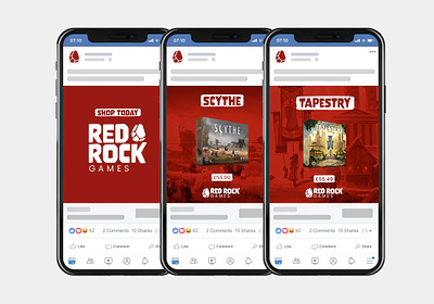 Red Rock Games Facebook Ad advertising branding design facebook ad facebook ads graphic design logo logo design monogram type typography vector