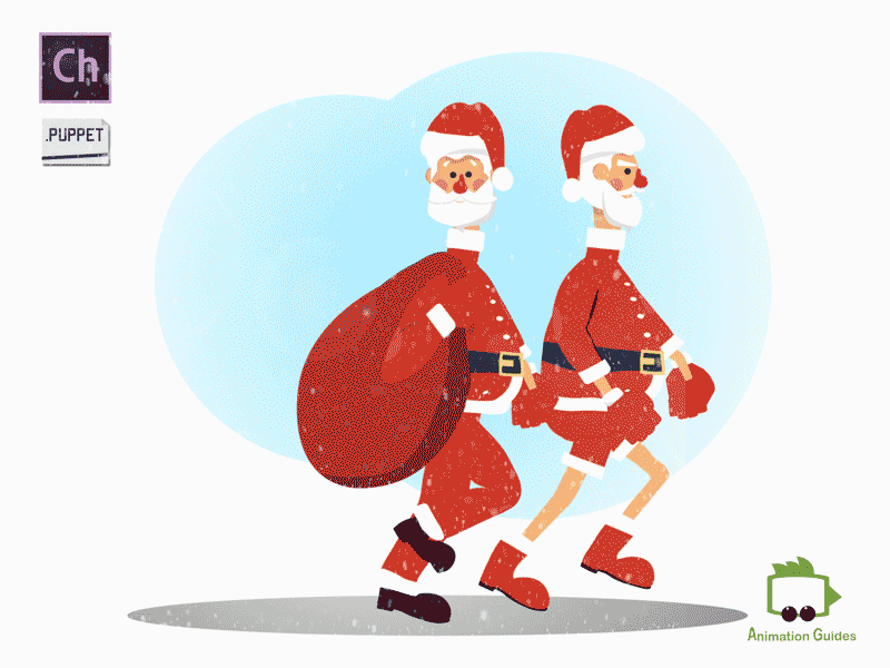 Santas on their way! ai animation character character animation character animator character design christmas download flat gifts holidays illustration motion capture puppet puppets santa santa claus snow vector walk