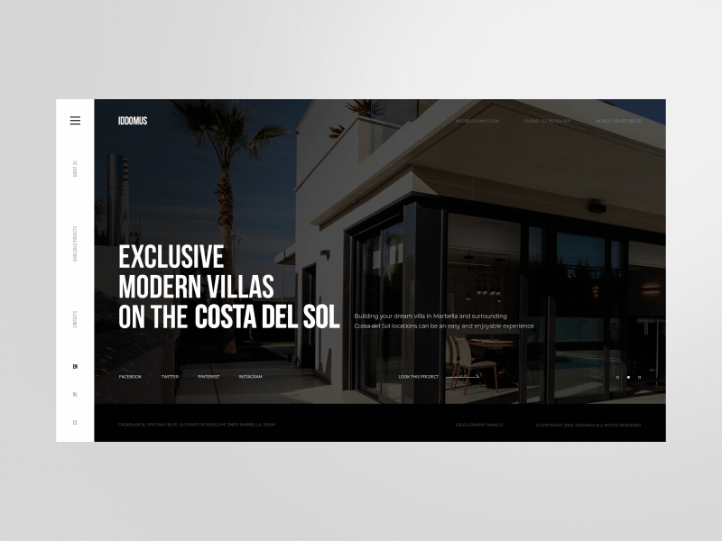 IDDOMUS | Design-concept aftereffects animation black building corporate dark design folio homepage iddomus malaga menu spain ui ux website white