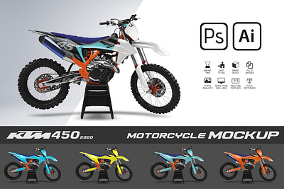 KTM 450 2020 mockup decal design kits ktm mockup motorcross mxgraphics sticker template wrap