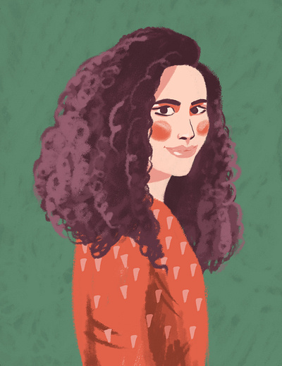 Self-portrait adobe photoshop art character curly curly hair digital art digital illustration digital painting drawing girl happy illustration me portrait